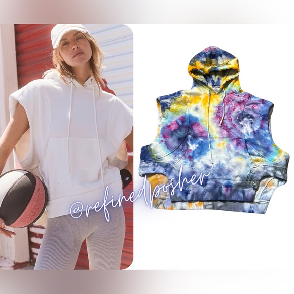 Free People Movement In Motion Muscle Sweat size Small NEW White Tie Dye - Picture 1 of 7